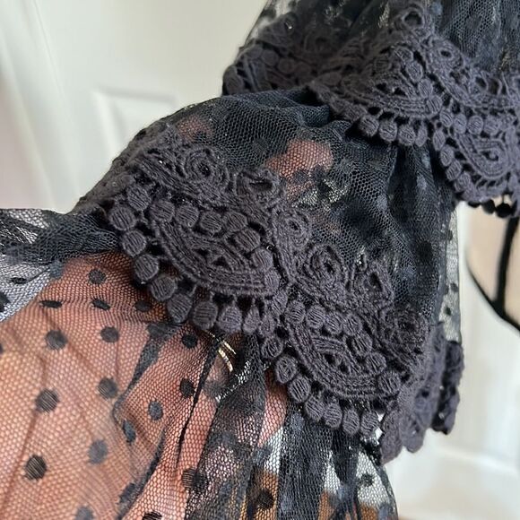 MISA Los Angeles Tiered Sleeve Bow Blouse - Black Size XS - Picture 9 of 11